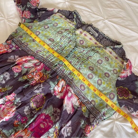 Cost Plus World Market vibrant floral boho lightweight tunic made in India - Picture 8 of 8